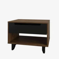 Nexera Nightstand, 1-Drawer, Truffle & Black - Black and Brown