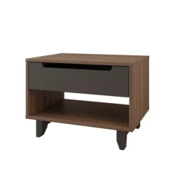 Nexera Nightstand, 1-Drawer, Walnut & Charcoal - Brown and Grey Outlet