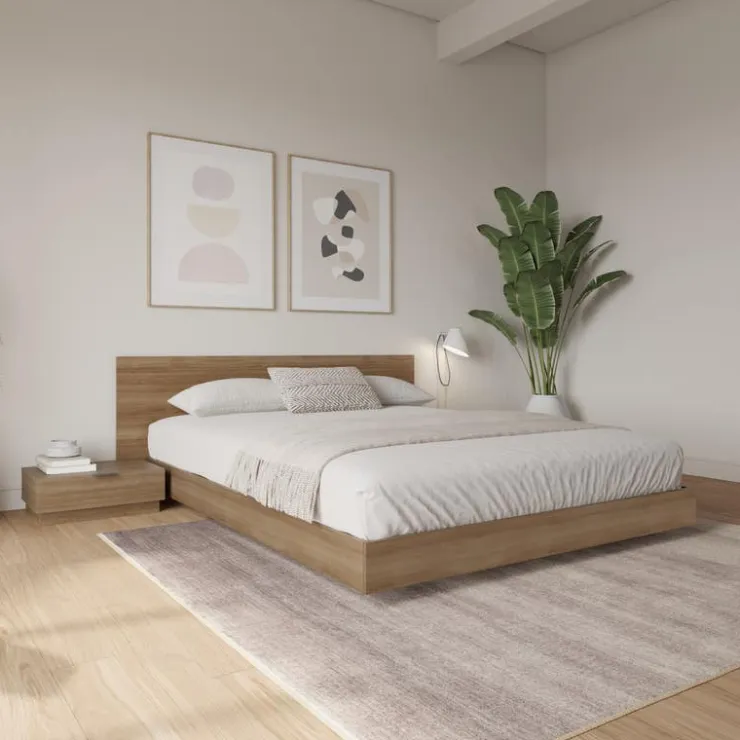 Nexera Nightstand (set of 2) - Brown oak
