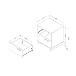 Meubles South Shore Nightstand With 2 Drawers - South Shore Gray Maple
