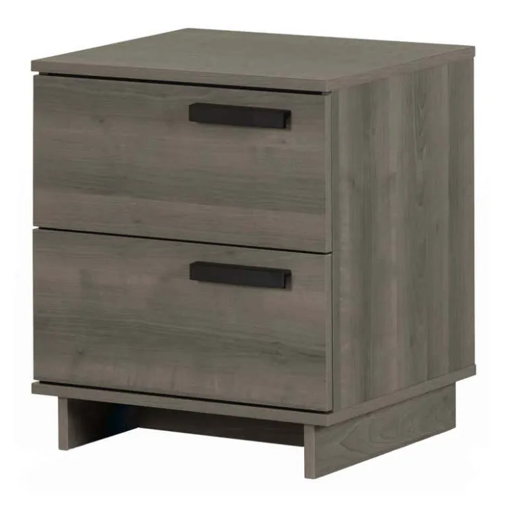 Meubles South Shore Nightstand With 2 Drawers - South Shore Gray Maple