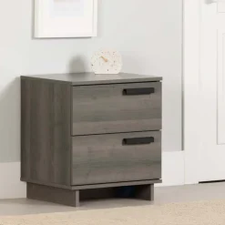 Meubles South Shore Nightstand With 2 Drawers - South Shore Gray Maple