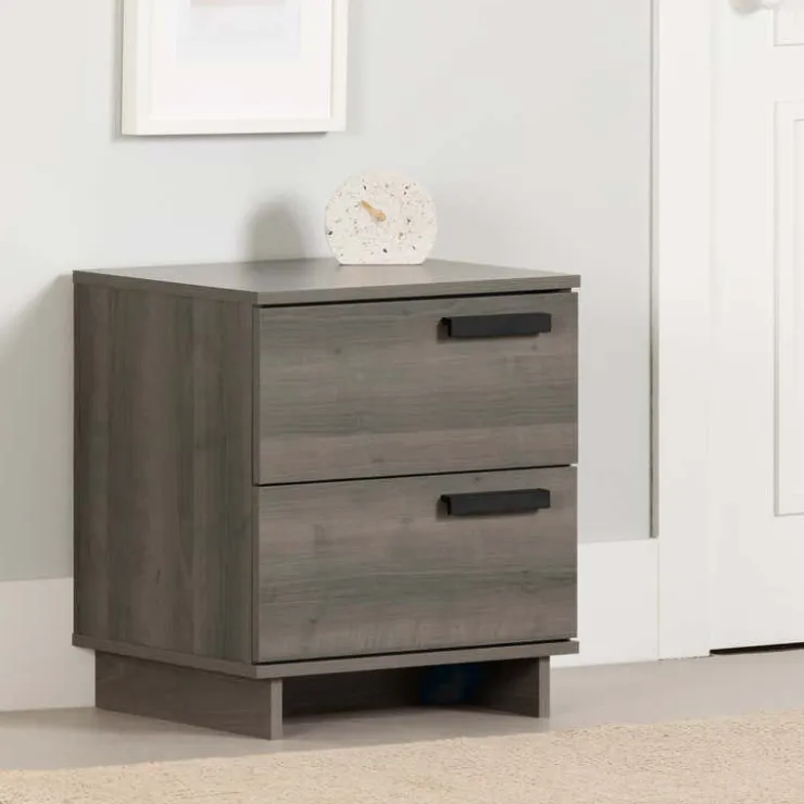 Meubles South Shore Nightstand With 2 Drawers - South Shore Gray Maple