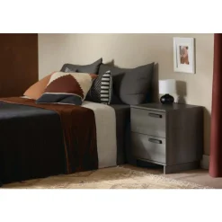 Meubles South Shore Nightstand With 2 Drawers - South Shore Gray Maple