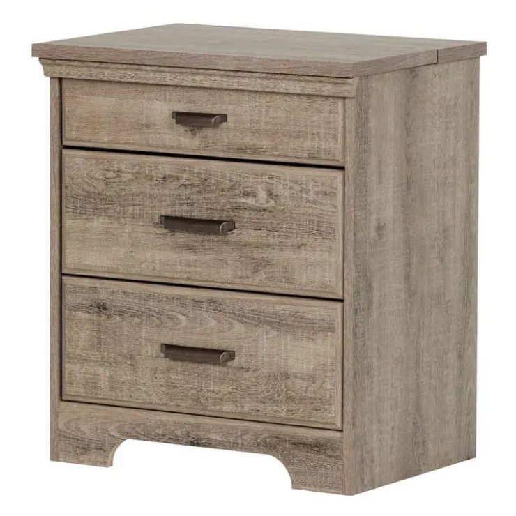 Meubles South Shore Nightstand with Charging Station - South Shore WEATHERED OAK