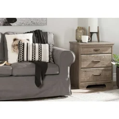 Meubles South Shore Nightstand with Charging Station - South Shore WEATHERED OAK
