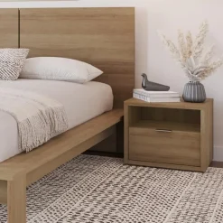 Nexera Nightstand with 1-Drawer - Brown Oak Online
