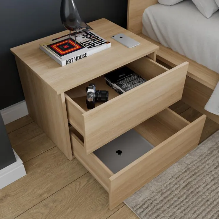 Nexera Nightstand With 2-Drawers - Natural Blonde Oak Outlet