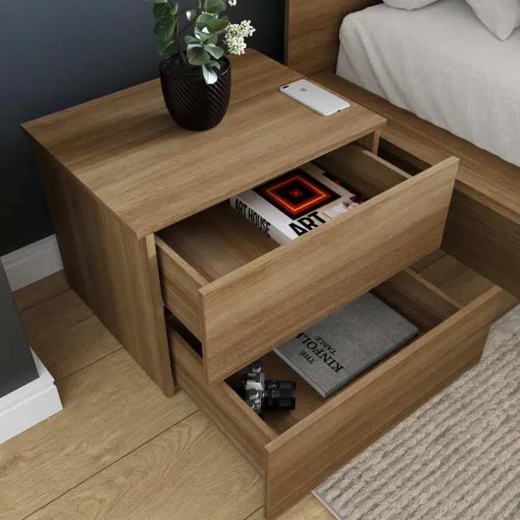 Nexera Nightstand With 2-Drawers - Brown Oak Online