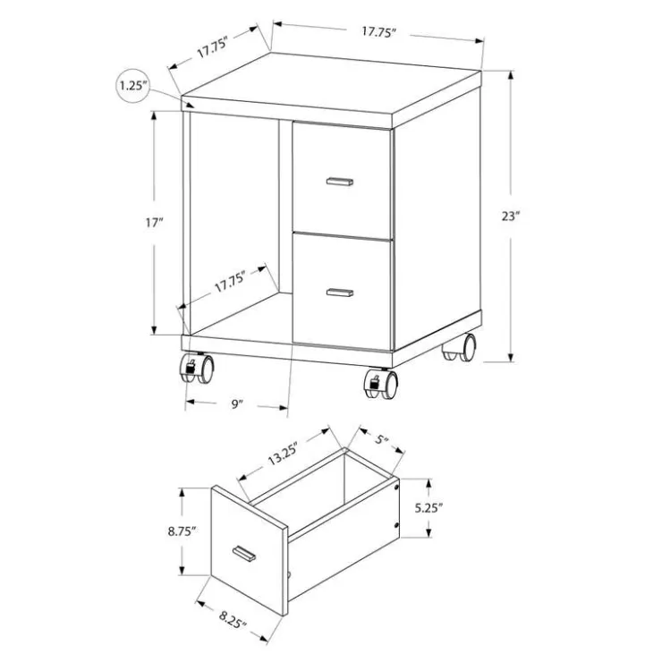 Monarch Office cabinet - with 2 drawers on castors - Dark Taupe Outlet