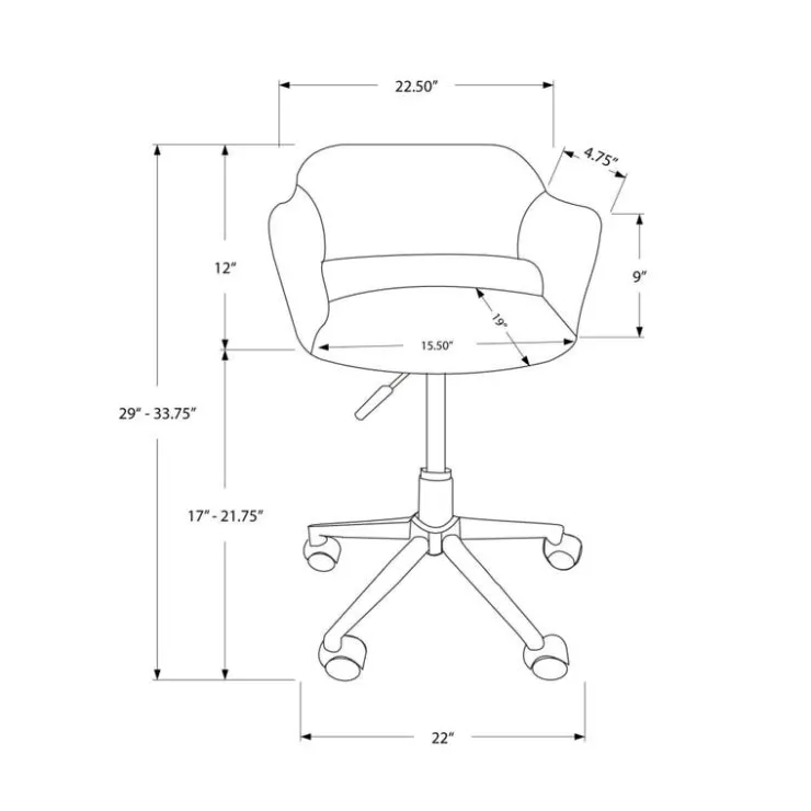 Monarch Office chair - / chrome metal hydraulic lift base - Black Discount