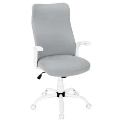 Monarch Office chair - executive / fixed armrests - adjustable height - grey fabric / - White Hot