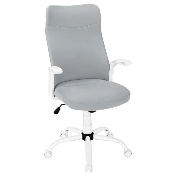 Monarch Office chair - executive / fixed armrests - adjustable height - grey fabric / - White Hot