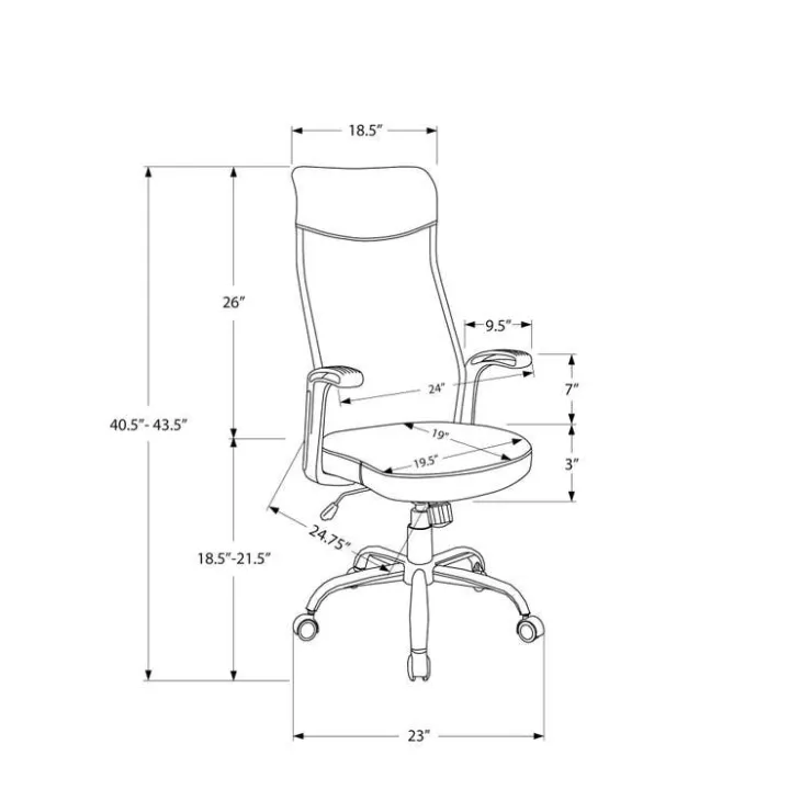 Monarch Office chair - executive / fixed armrests - adjustable height - grey fabric / - White Hot