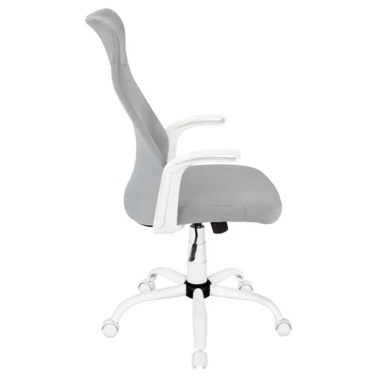 Monarch Office chair - executive / fixed armrests - adjustable height - grey fabric / - White Hot