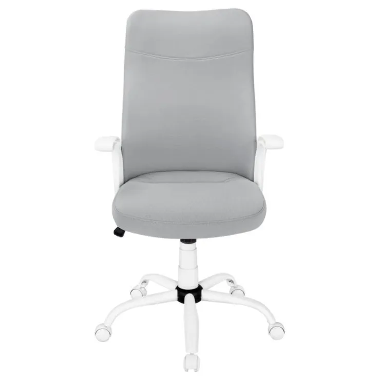 Monarch Office chair - executive / fixed armrests - adjustable height - grey fabric / - White Hot