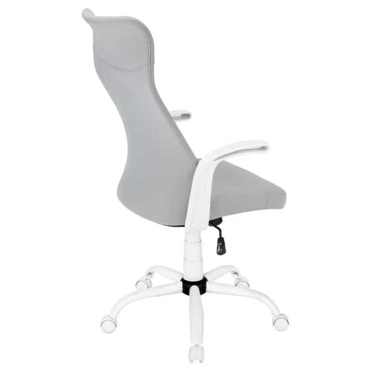 Monarch Office chair - executive / fixed armrests - adjustable height - grey fabric / - White Hot