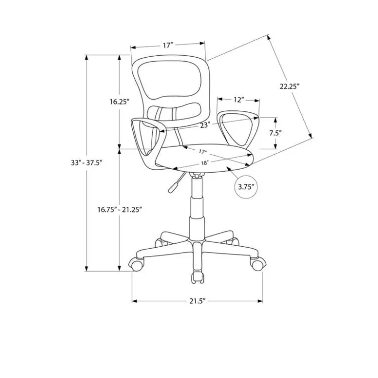 Monarch Office chair - mesh juvenile / multi position - Grey Sale