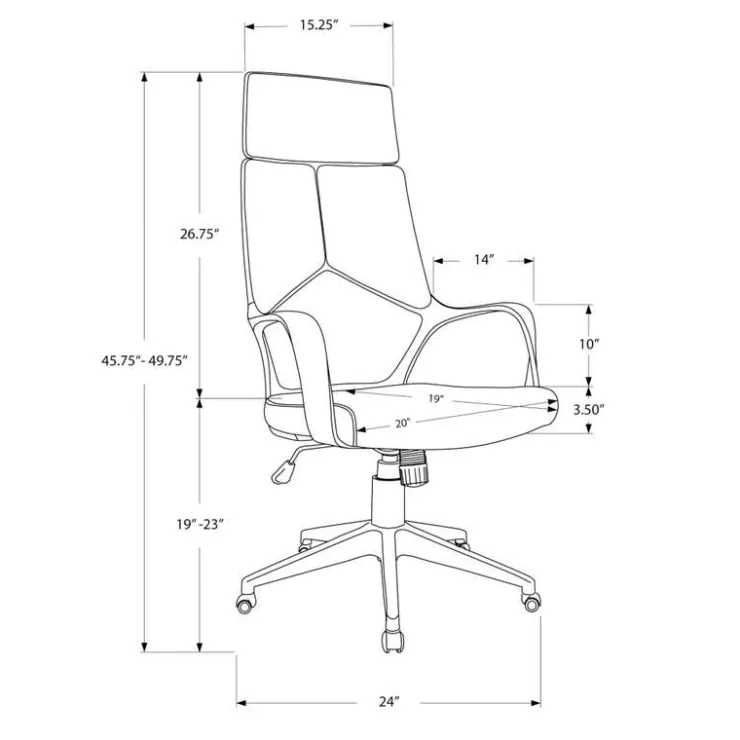Monarch Office chair - / grey fabric / high back executive - White Outlet