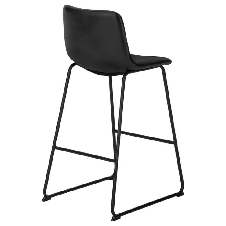 Monarch Office chair standing desk / metal frame - curved backrest / leather- - Black Best