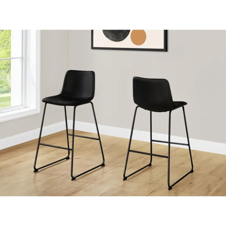 Monarch Office chair standing desk / metal frame - curved backrest / leather- - Black Best
