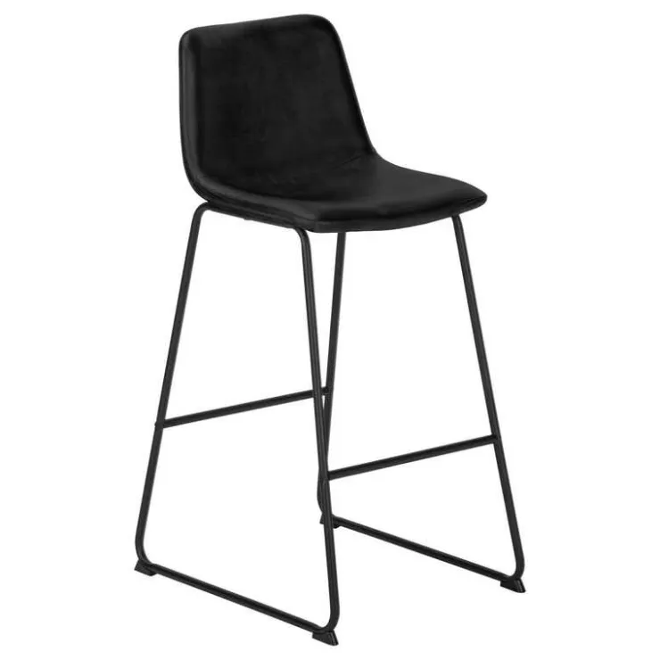 Monarch Office chair standing desk / metal frame - curved backrest / leather- - Black Best