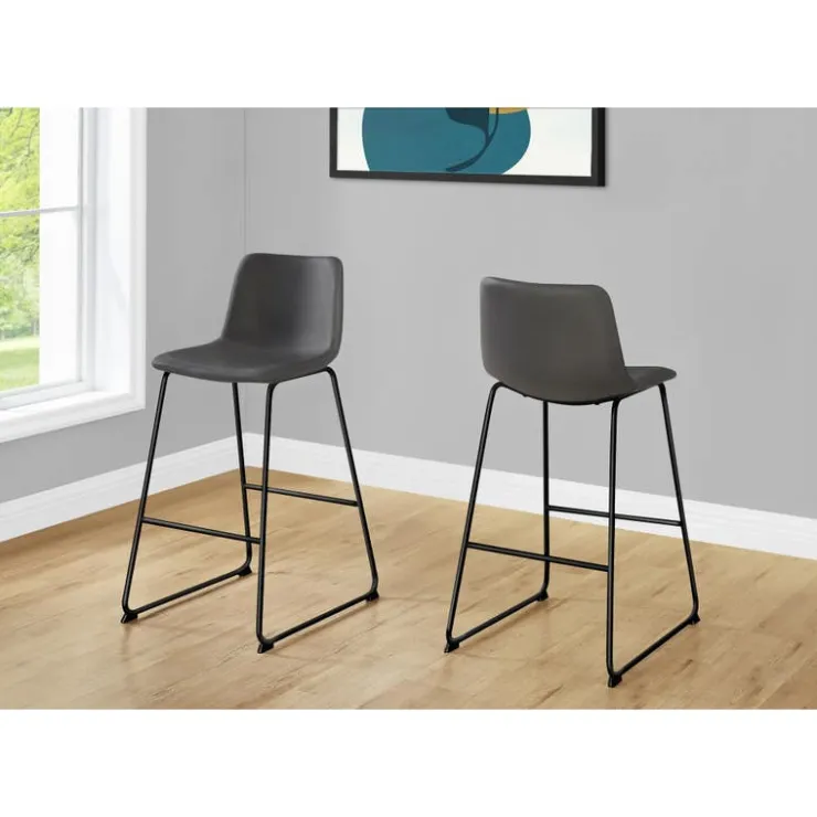 Monarch Office chair standing desk / metal frame - curved backrest / grey leather-l - Dark Grey Clearance
