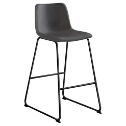 Monarch Office chair standing desk / metal frame - curved backrest / grey leather-l - Dark Grey Clearance