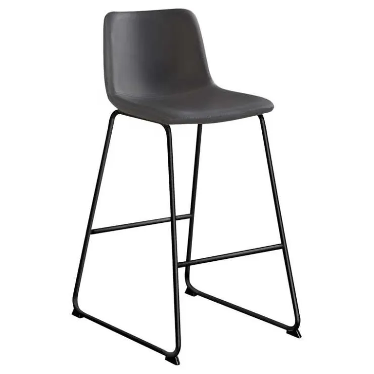 Monarch Office chair standing desk / metal frame - curved backrest / grey leather-l - Dark Grey Clearance