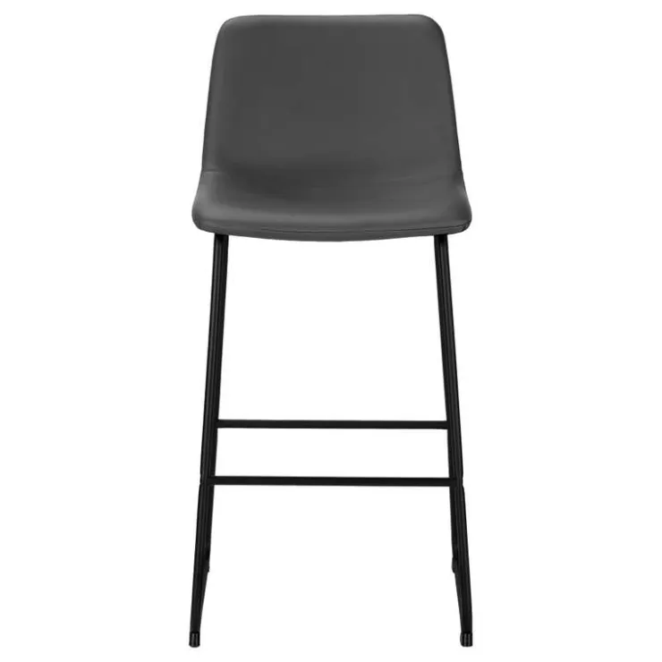 Monarch Office chair standing desk / metal frame - curved backrest / grey leather-l - Dark Grey Clearance