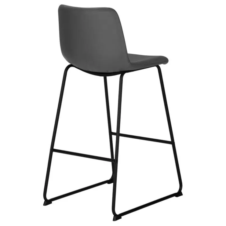 Monarch Office chair standing desk / metal frame - curved backrest / grey leather-l - Dark Grey Clearance