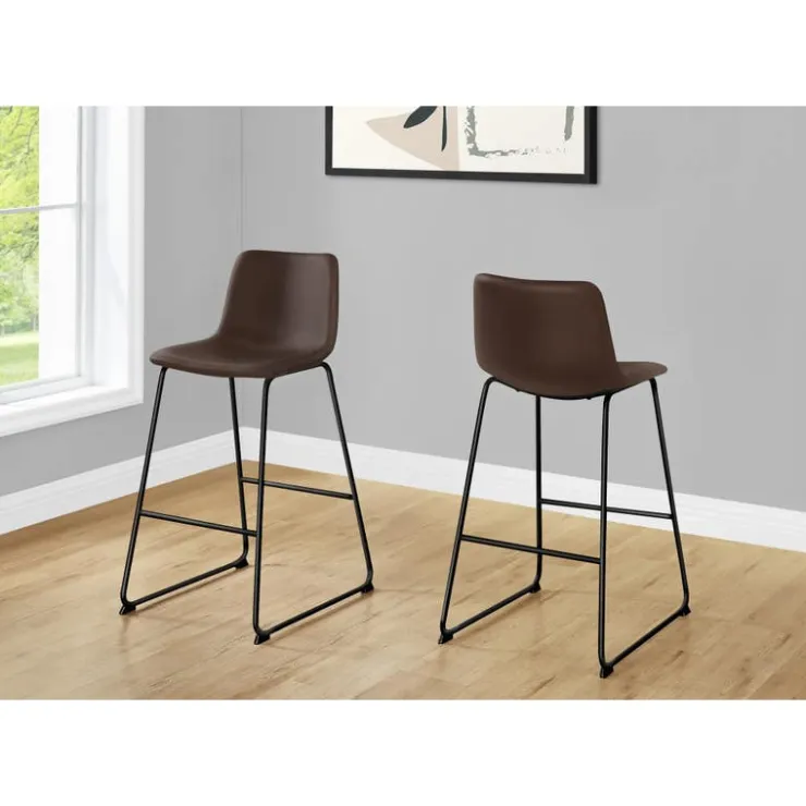 Monarch Office chair standing desk / metal frame - curved backrest / leather- - Brown Clearance