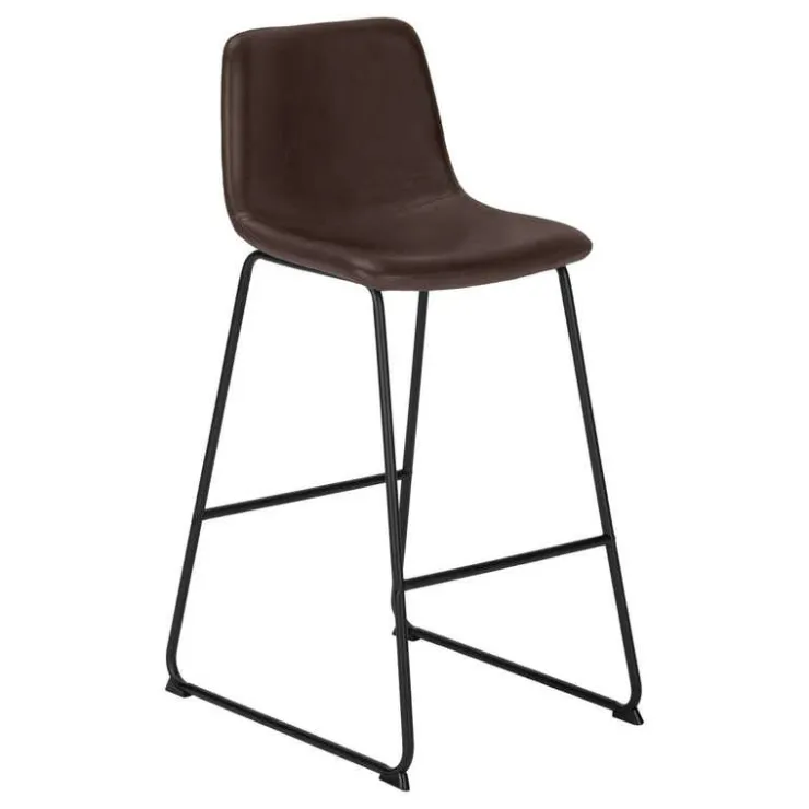 Monarch Office chair standing desk / metal frame - curved backrest / leather- - Brown Clearance