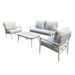 Outdoor Aluminum Conversation Set with Coffee Table - 4 pcs Beige New
