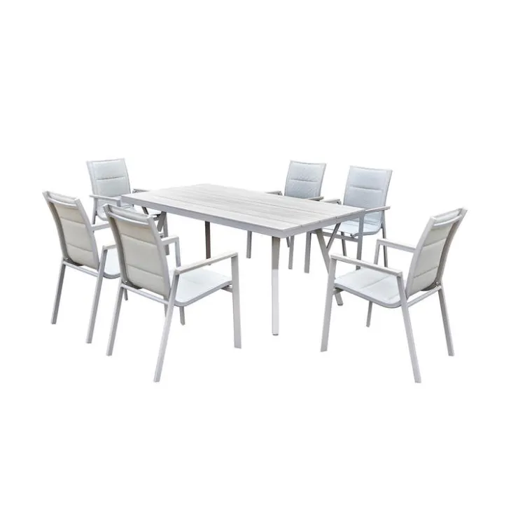 Outdoor Polywood and Aluminum Table with 6 Chairs BEIGE/GREY