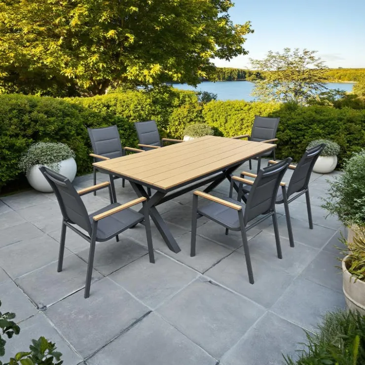 Outdoor Polywood and Aluminum Table with 6 Chairs Grey Online