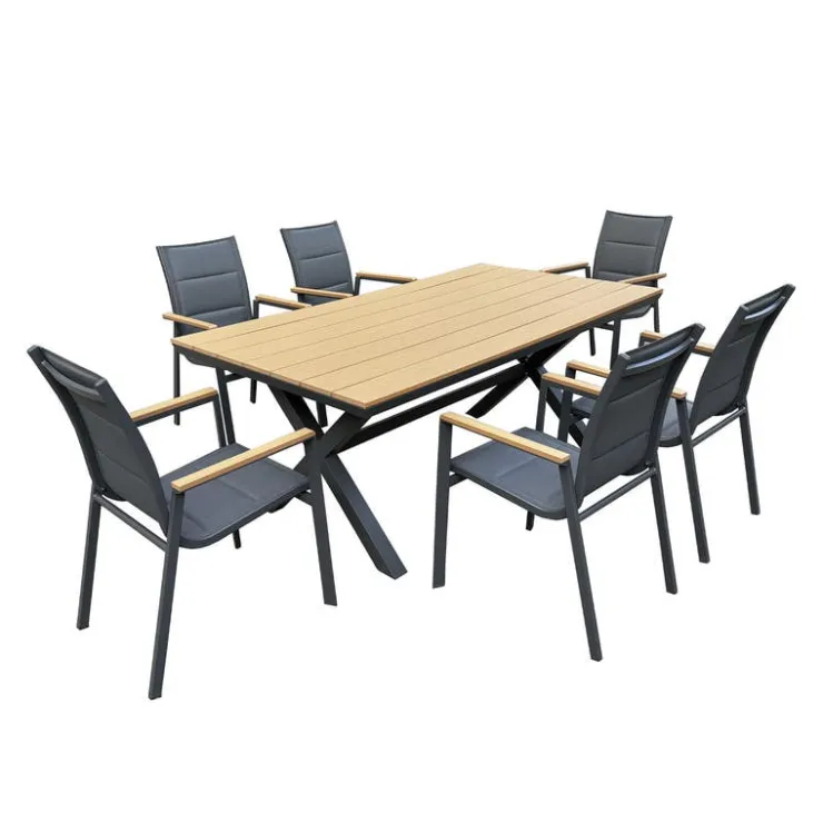 Outdoor Polywood and Aluminum Table with 6 Chairs Grey Online
