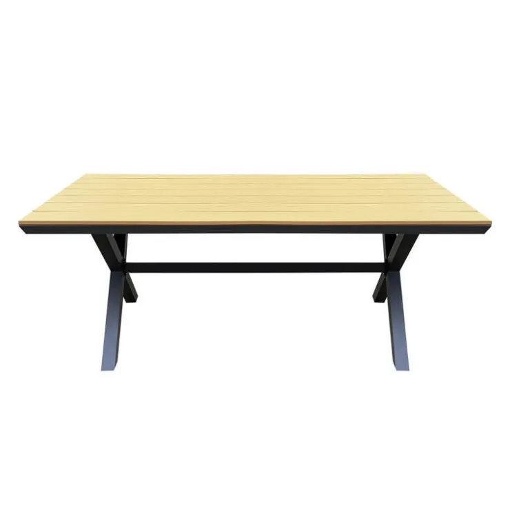 Outdoor Polywood and Aluminum Dining Table with Trestle Base Grey Outlet