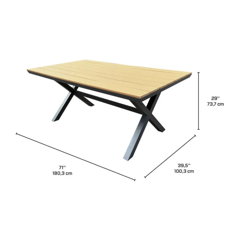 Outdoor Polywood and Aluminum Dining Table with Trestle Base Grey Outlet