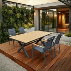 Outdoor Polywood and Aluminum Table with 4 Chairs Grey Online