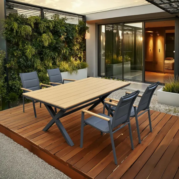 Outdoor Polywood and Aluminum Table with 4 Chairs Grey Online