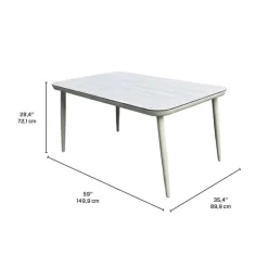 Outdoor Rectangular Aluminum Table with Tempered Glass Top Beige Outlet