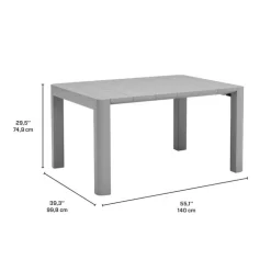 Outdoor Resin Dining Set with 1 Rectangular Table and 4 Stackable Chairs - Grey