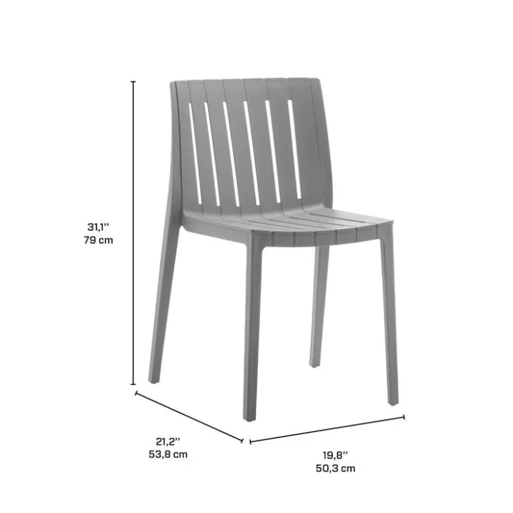 Outdoor Resin Dining Set with 1 Rectangular Table and 4 Stackable Chairs - Grey