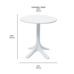 Outdoor Resin Dining Set with 1 Round Table and 4 Stackable Chairs - White New