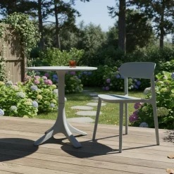 Outdoor Resin Round Table - Grey Outlet