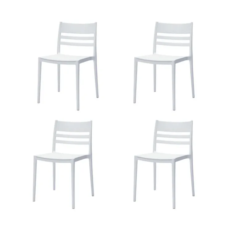 Outdoor Resin Stackable Chairs with Square Seat and Back (Set of 4) - White White 01 Hot