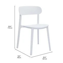 Outdoor Resin Stackable Chairs with Round Seat and Back (Set of 4) - White White 01 New