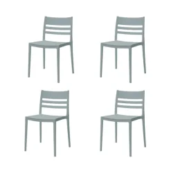 Outdoor Resin Stackable Chairs with Square Seat and Back (Set of 4) - Grey Light grey 43 Outlet