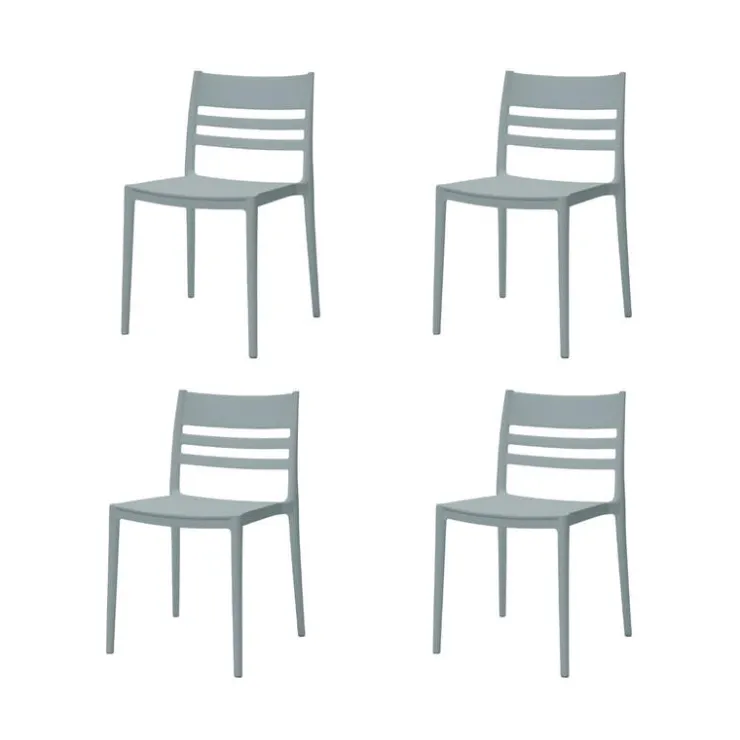 Outdoor Resin Stackable Chairs with Square Seat and Back (Set of 4) - Grey Light grey 43 Outlet